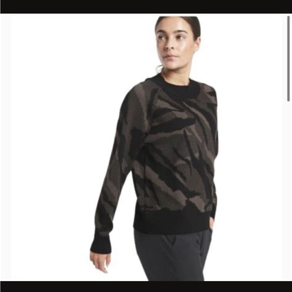 ATHLETA Textured Crew Camo Sweater